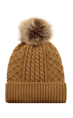 AJM International 1E140L Acrylic / Polyester Satin Cuff Toque (Faux Fur Pom Pom 12cm, Women’s)
