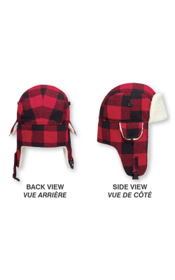AJM International 1V010 - Polyester / Wool with Berber Fleece Earflaps Winter Bomber Hat with Earflaps (Lumberjack)