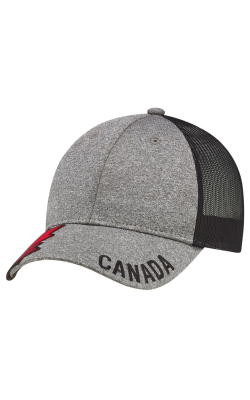 AJM International 4H337M - Polyester Heather / Soft Nylon Mesh 6 Panel Constructed Full-Fit (Canada, Mesh Back)