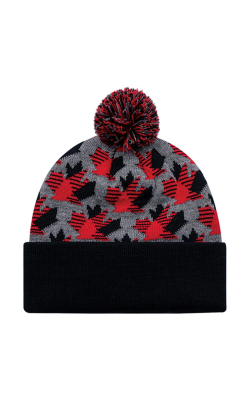 AJM International 9R262M -  Acrylic, Cuff Toque (Maple Leaf, Pom Pom 8cm)