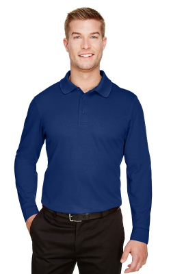 Devon & Jones  DG20L  -  Men's CrownLux Performance Plaited Long-Sleeve Polo