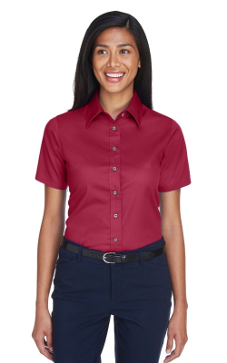 Harriton M500SW - Chemise en sergé à manches courtes avec détachant Easy Blend™