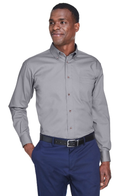 Harriton M500T - Chemise en sergé à manches longues Easy Blend™ à torse long