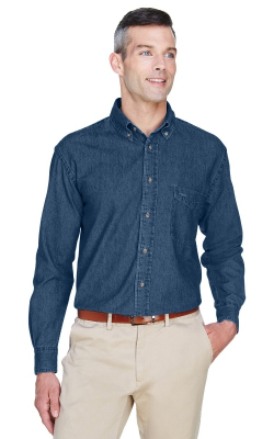 Harriton M550T - Chemise en denim à manches longues à torse long
