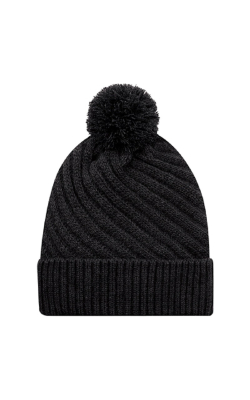 AJM International 1E133L - Acrylique / Satinée en Polyester Tuque à rebord (Pompon 8cm, Femmes)