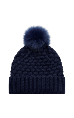 AJM International 9L580L - Acrylic, Tuque à rebord (Pompon 12cm fausse fourrure, Femmes)