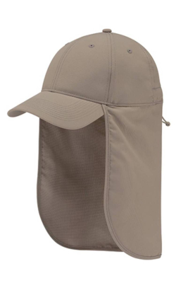 AJM International 0E130M - Polyester Nylon Perlé - UPF50+ 6 Panneaux Forme Profonde Renforcée avec Rabat de Cou