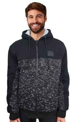 YUGEN BS191- Coton Ouaté à Capuchon Zippé BlackStone