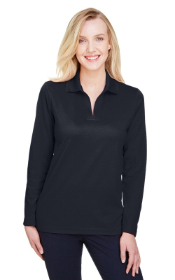 Devon & Jones DG20LW - Polo à manches longues tressé CrownLux Performance® pour femmes
