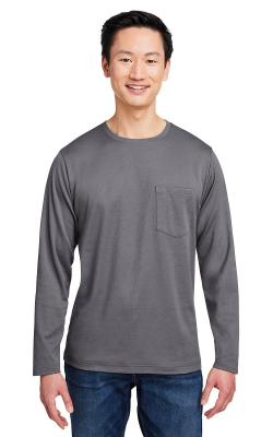 Harriton M118L - T-shirt manches longues avec poche, protection antiaccrocs et antisalissures unisexe
