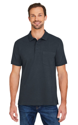 Harriton M205P - Polo en coton piqué avec protection antiaccrocs et poche Valiant