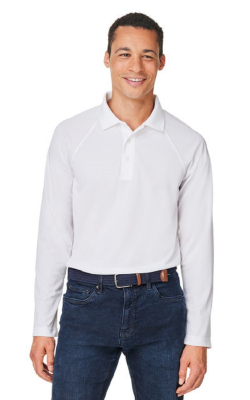 Harriton M208L - Polo à manches longues piqué avec protection antiaccrocs et antisalissures Charge